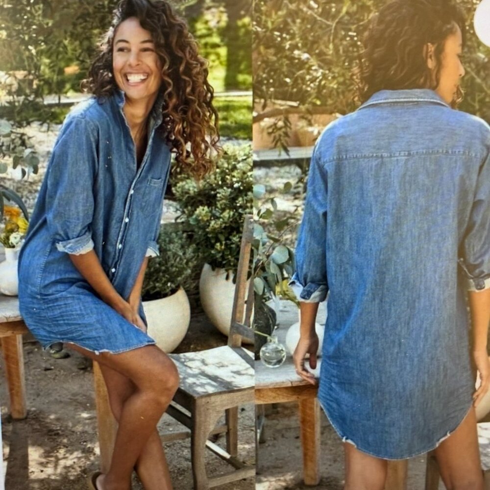 Frank & Eileen Mary Dress - Vintage Stonewashed Indigo (Denim)  - Size Small